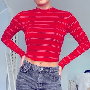 Forever 21 Red Cropped Mockneck